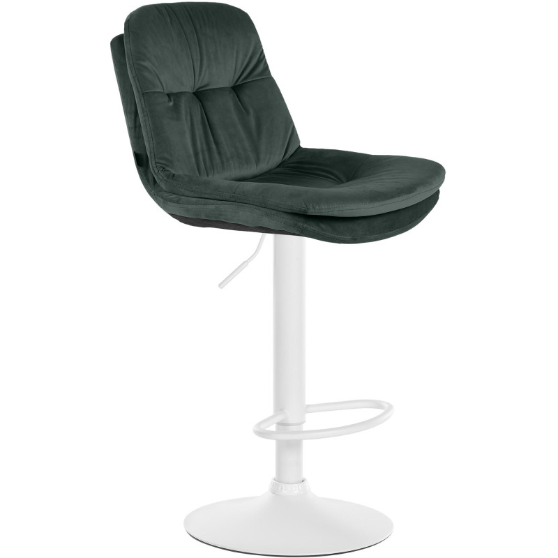 Tabouret de bar réglable moderne chic en Velours Vert foncé Métal Blanc Banja - 1