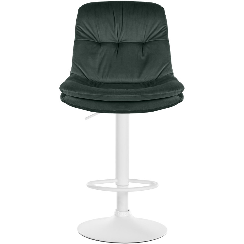 Tabouret de bar réglable moderne chic en Velours Vert foncé Métal Blanc Banja - 2