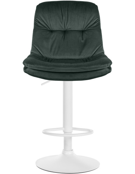 Tabouret de bar réglable moderne chic en Velours Vert foncé Métal Blanc Banja - 2