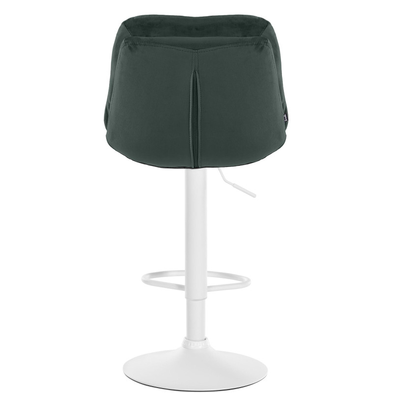 Tabouret de bar réglable moderne chic en Velours Vert foncé Métal Blanc Banja - 5