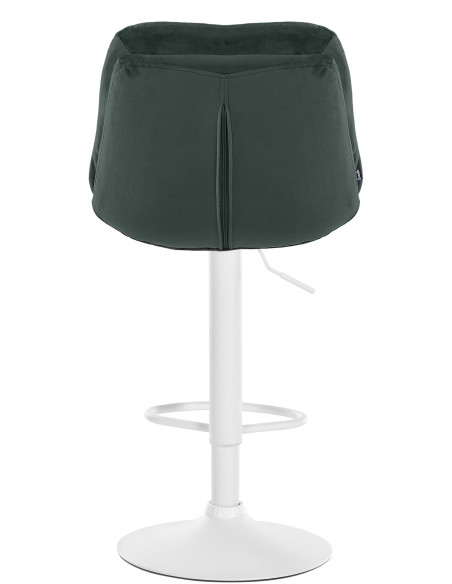 Tabouret de bar réglable moderne chic en Velours Vert foncé Métal Blanc Banja - 5