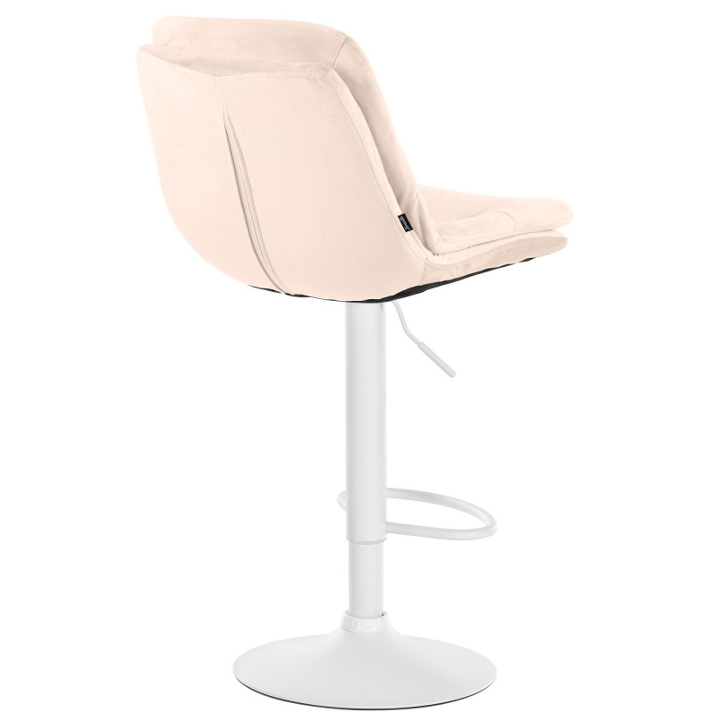 Tabouret de bar réglable moderne chic en Velours Blanc crème Métal Blanc Banja - 4