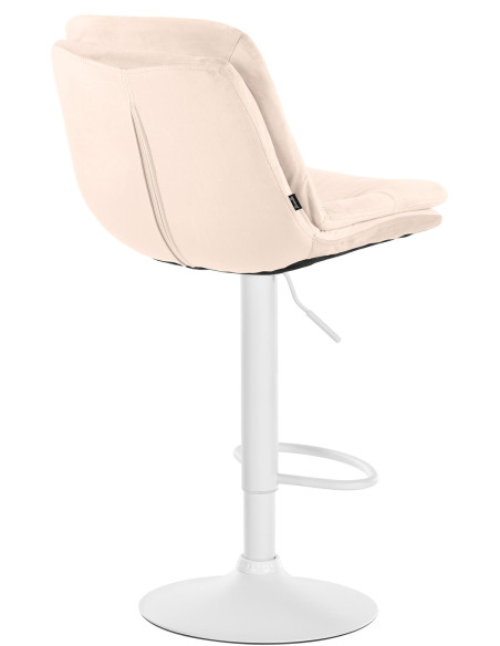 Tabouret de bar réglable moderne chic en Velours Blanc crème Métal Blanc Banja - 4
