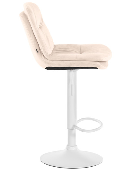 Tabouret de bar réglable moderne chic en Velours Blanc crème Métal Blanc Banja - 3