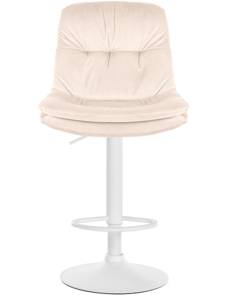 Tabouret de bar réglable moderne chic en Velours Blanc crème Métal Blanc Banja - 2