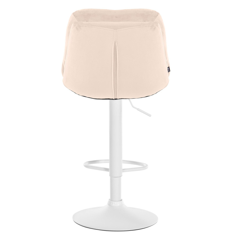 Tabouret de bar réglable moderne chic en Velours Blanc crème Métal Blanc Banja - 5