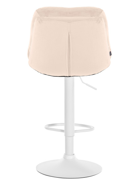 Tabouret de bar réglable moderne chic en Velours Blanc crème Métal Blanc Banja - 5