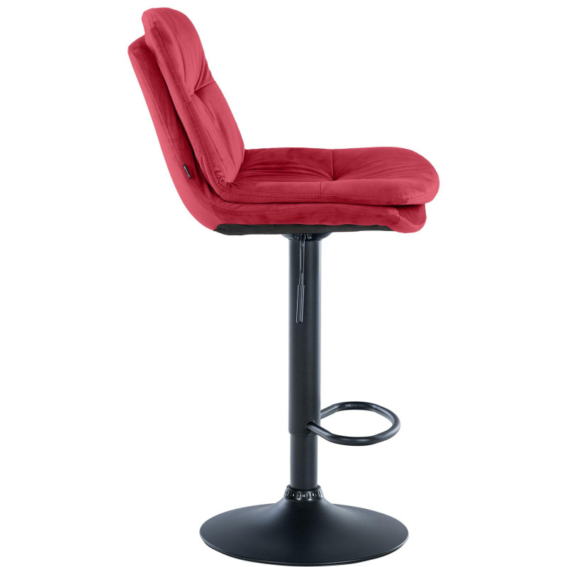 Tabouret de bar réglable moderne chic en Velours Rouge Métal Noir Banja - 3