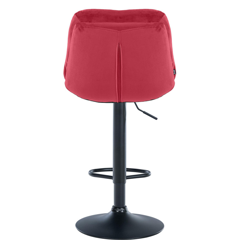 Tabouret de bar réglable moderne chic en Velours Rouge Métal Noir Banja - 5