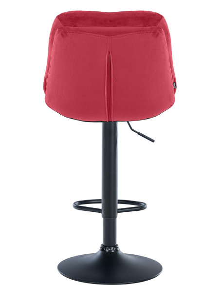 Tabouret de bar réglable moderne chic en Velours Rouge Métal Noir Banja - 5