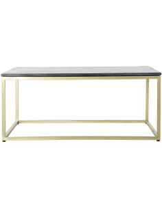 Table basse Rectangulaire en Marbre Noir Métal Doré Maryline - 1 2