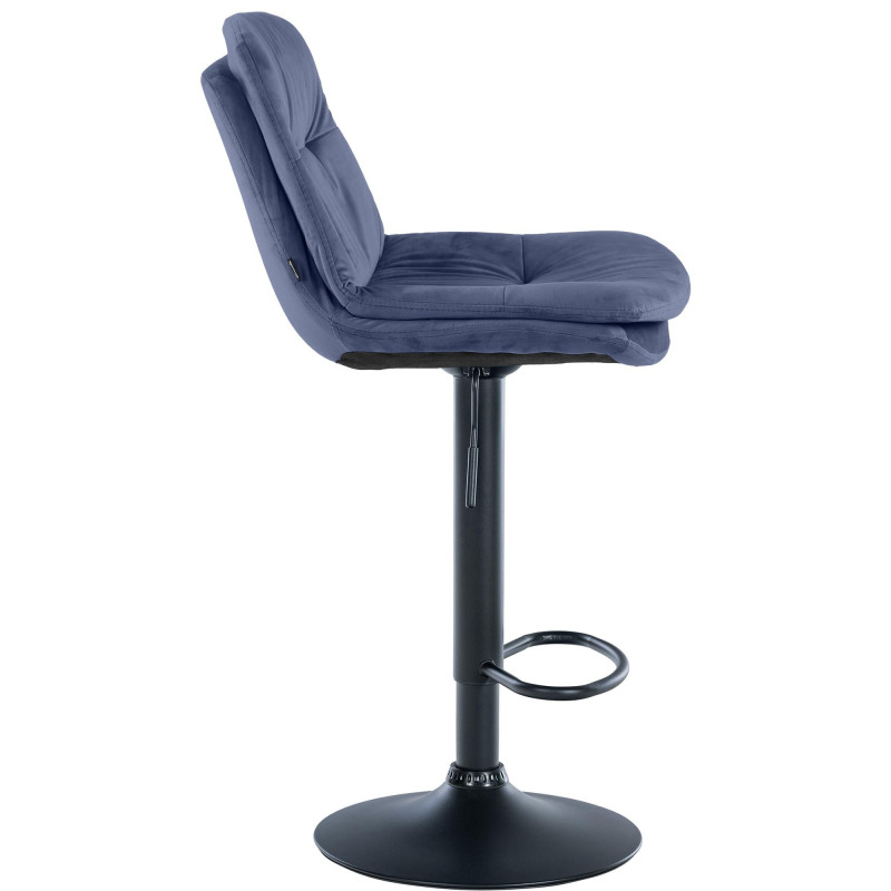 Tabouret de bar réglable moderne chic en Velours Bleu Métal Noir Banja - 3