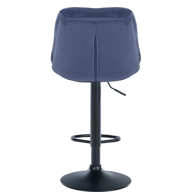 Tabouret de bar réglable moderne chic en Velours Bleu Métal Noir Banja - 5