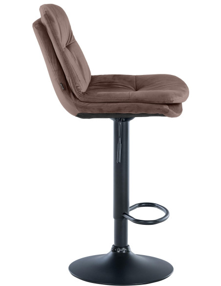 Tabouret de bar réglable moderne chic en Velours Marron Métal Noir Banja - 3