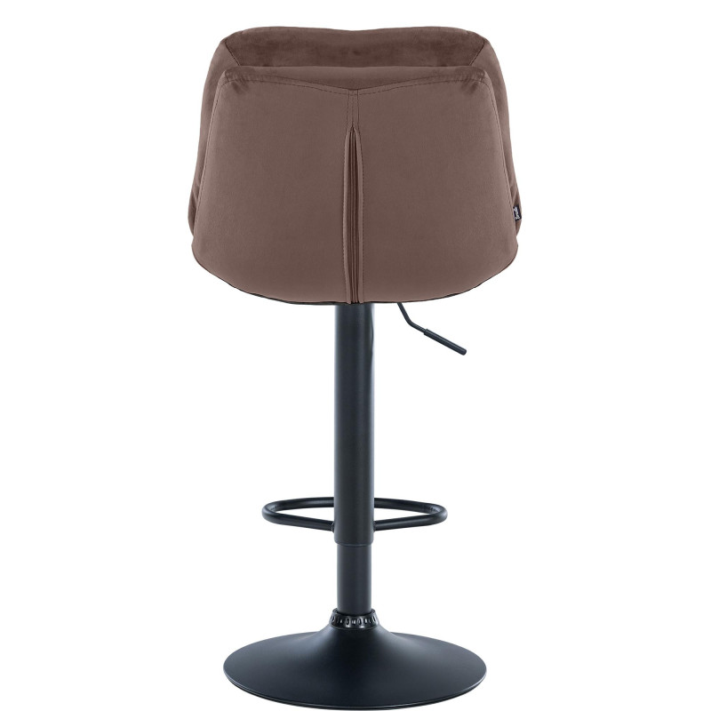 Tabouret de bar réglable moderne chic en Velours Marron Métal Noir Banja - 5