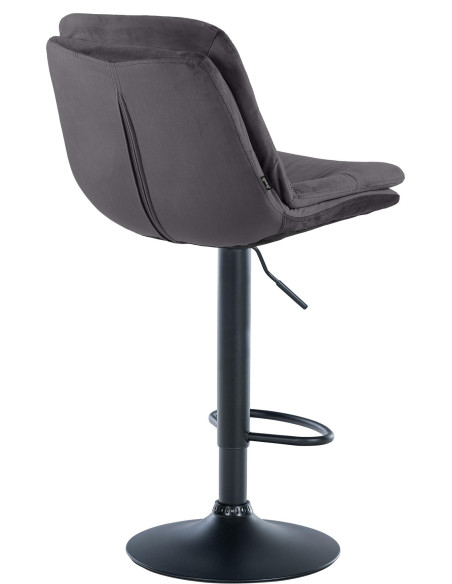 Tabouret de bar réglable moderne chic en Velours Noir Métal Noir Banja - 4