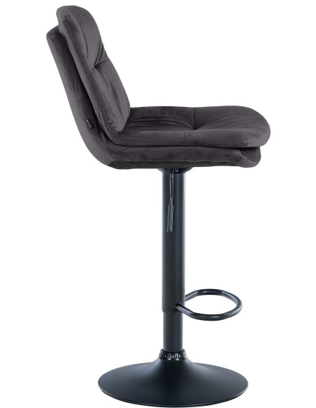 Tabouret de bar réglable moderne chic en Velours Noir Métal Noir Banja - 3