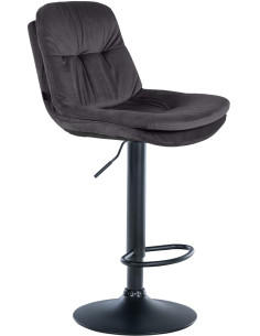 Tabouret de bar réglable moderne chic en Velours Noir Métal Noir Banja - 1