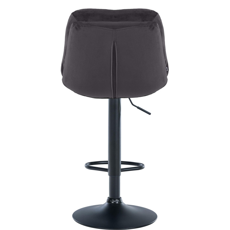 Tabouret de bar réglable moderne chic en Velours Noir Métal Noir Banja - 5