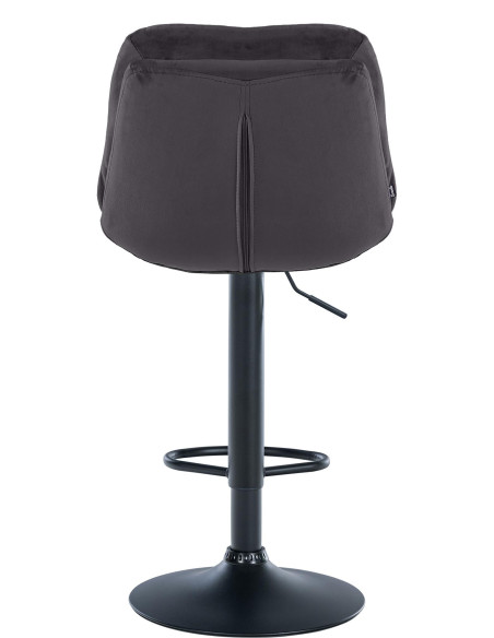 Tabouret de bar réglable moderne chic en Velours Noir Métal Noir Banja - 5