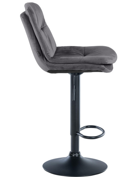 Tabouret de bar réglable moderne chic en Velours Gris foncé Métal Noir Banja - 3