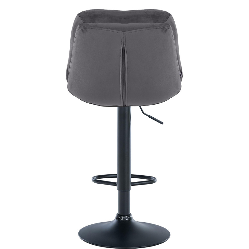 Tabouret de bar réglable moderne chic en Velours Gris foncé Métal Noir Banja - 5
