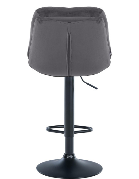 Tabouret de bar réglable moderne chic en Velours Gris foncé Métal Noir Banja - 5