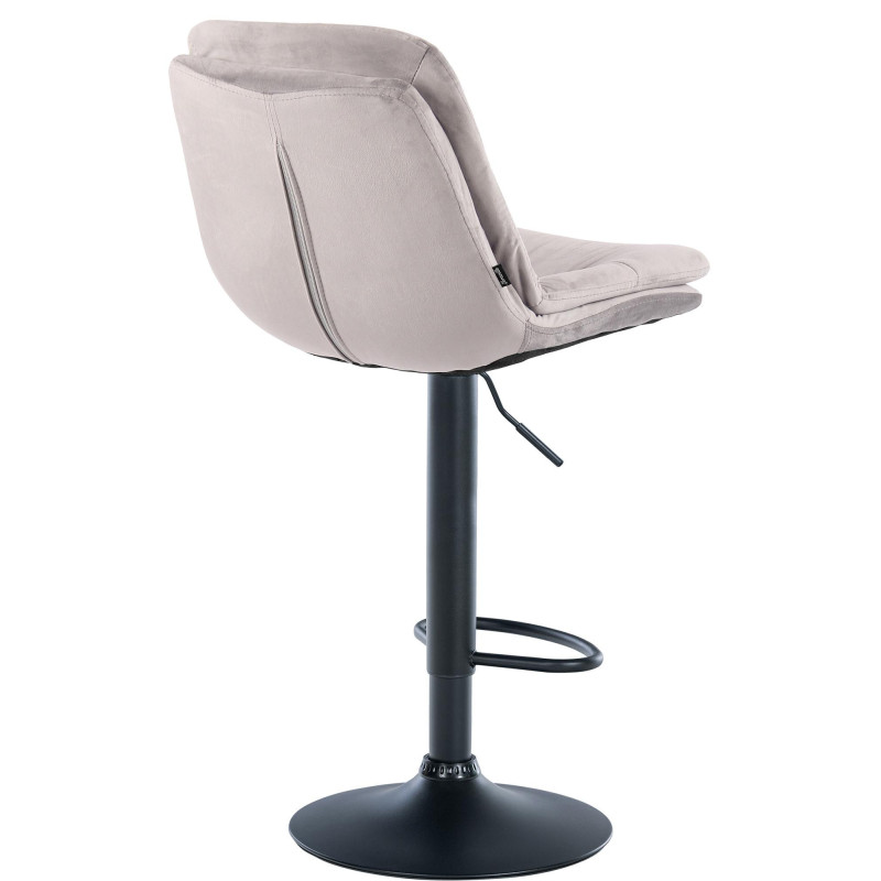 Tabouret de bar réglable moderne chic en Velours Gris Métal Noir Banja - 4