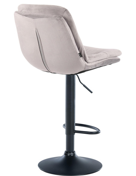 Tabouret de bar réglable moderne chic en Velours Gris Métal Noir Banja - 4