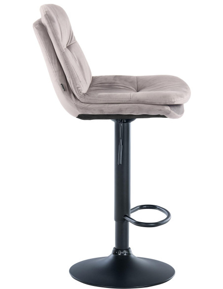 Tabouret de bar réglable moderne chic en Velours Gris Métal Noir Banja - 3
