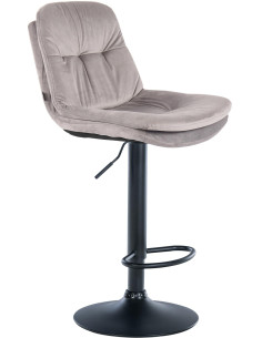 Tabouret de bar réglable moderne chic en Velours Gris Métal Noir Banja - 1