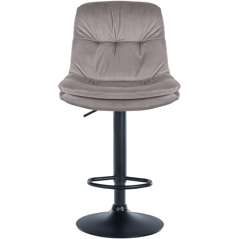 Tabouret de bar réglable moderne chic en Velours Gris Métal Noir Banja - 2