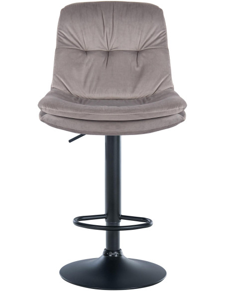 Tabouret de bar réglable moderne chic en Velours Gris Métal Noir Banja - 2