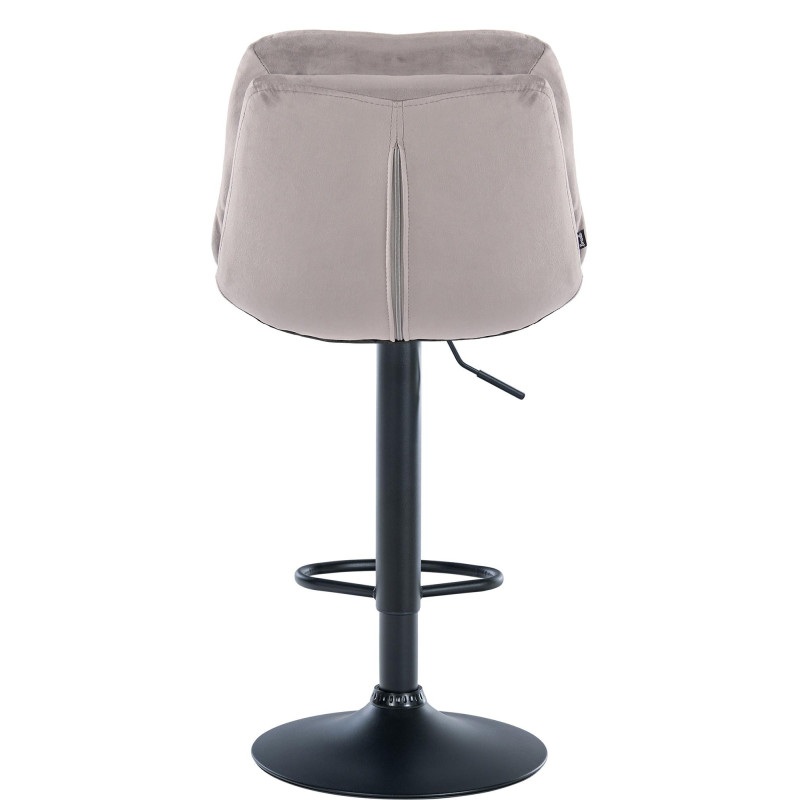 Tabouret de bar réglable moderne chic en Velours Gris Métal Noir Banja - 5