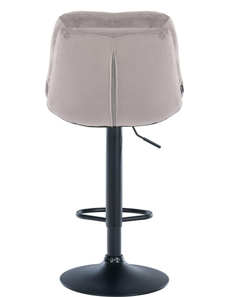 Tabouret de bar réglable moderne chic en Velours Gris Métal Noir Banja - 5