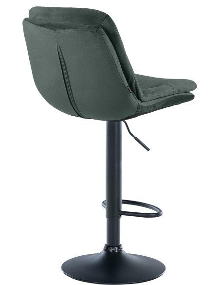 Tabouret de bar réglable moderne chic en Velours Vert foncé Métal Noir Banja - 4