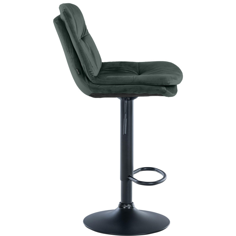 Tabouret de bar réglable moderne chic en Velours Vert foncé Métal Noir Banja - 3