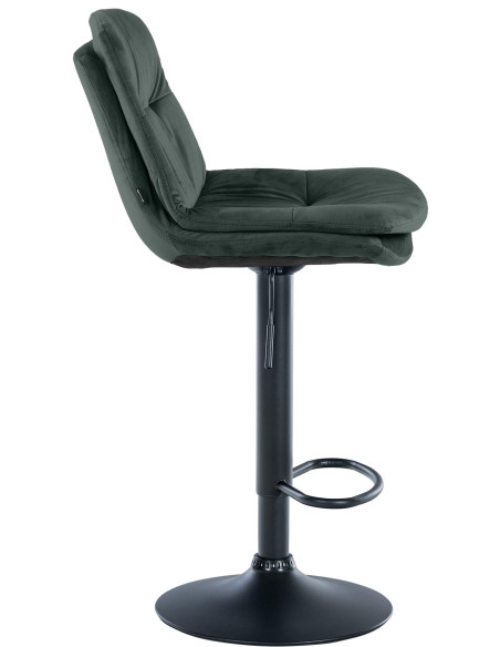 Tabouret de bar réglable moderne chic en Velours Vert foncé Métal Noir Banja - 3