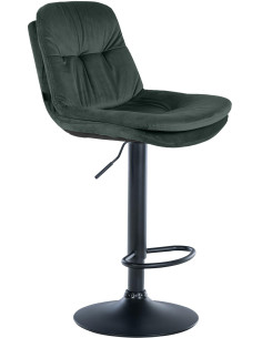 Tabouret de bar réglable moderne chic en Velours Vert foncé Métal Noir Banja - 1