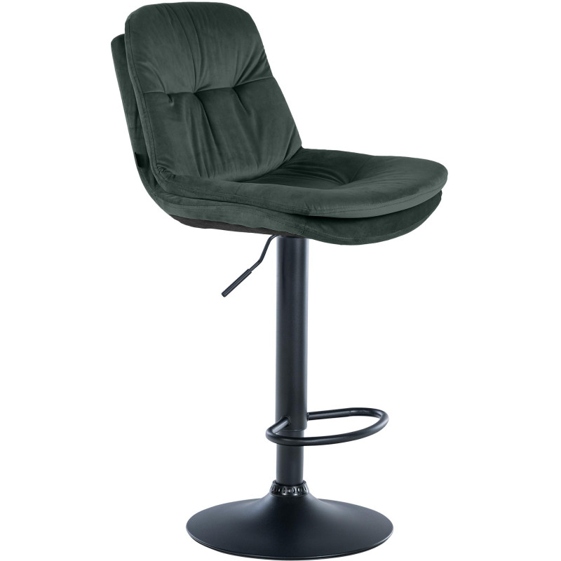Tabouret de bar réglable moderne chic en Velours Vert foncé Métal Noir Banja - 1