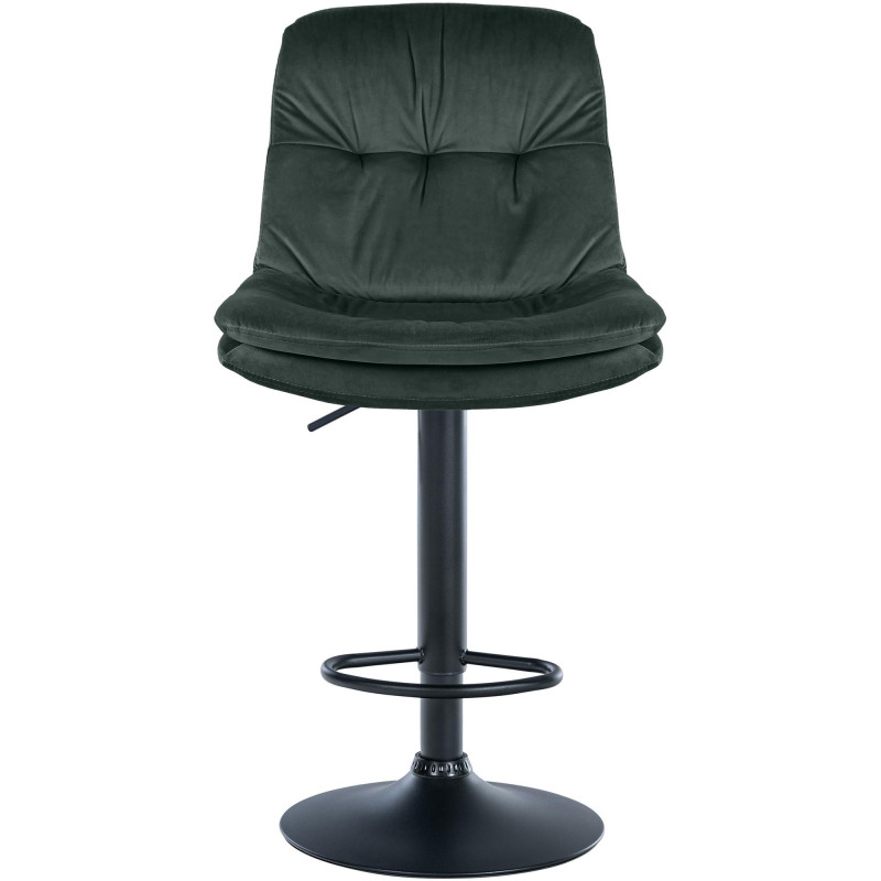 Tabouret de bar réglable moderne chic en Velours Vert foncé Métal Noir Banja - 2