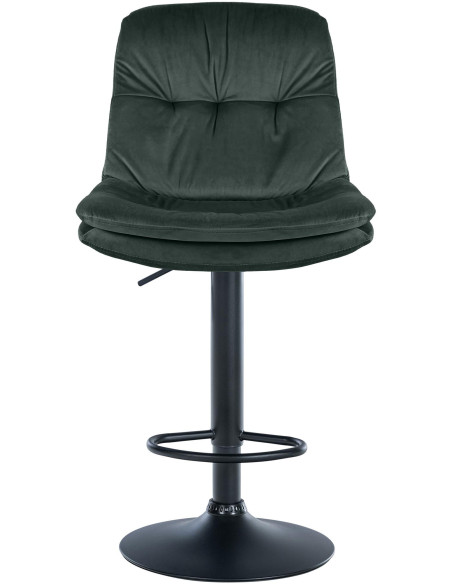 Tabouret de bar réglable moderne chic en Velours Vert foncé Métal Noir Banja - 2