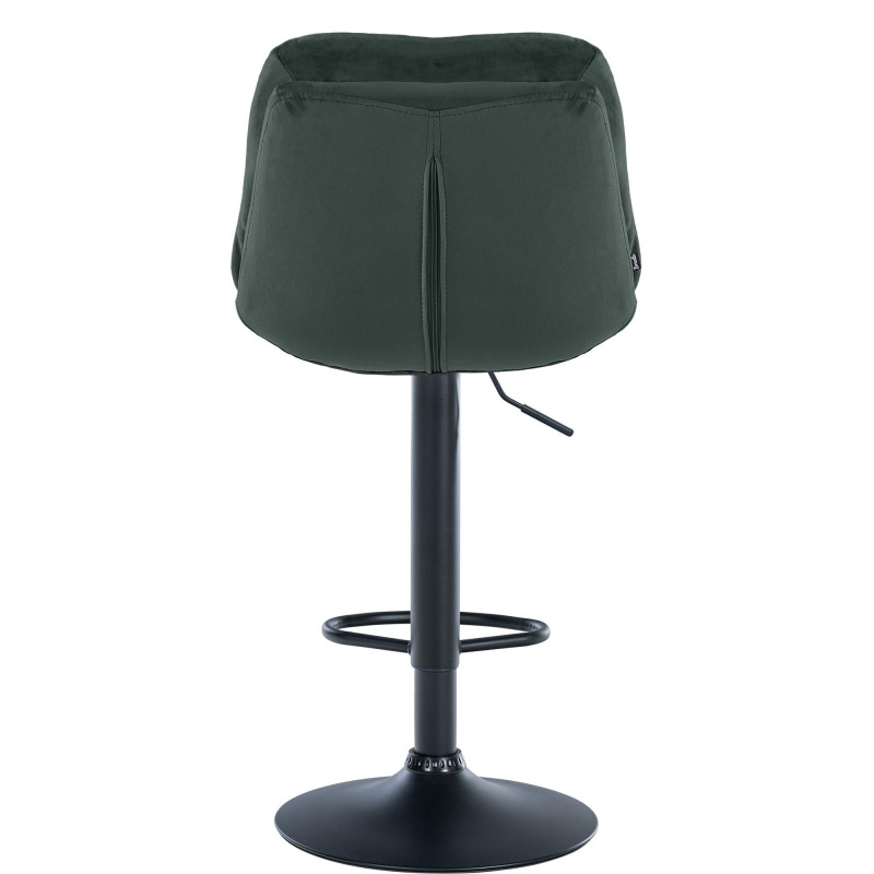 Tabouret de bar réglable moderne chic en Velours Vert foncé Métal Noir Banja - 5