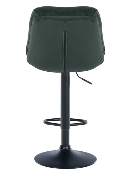 Tabouret de bar réglable moderne chic en Velours Vert foncé Métal Noir Banja - 5