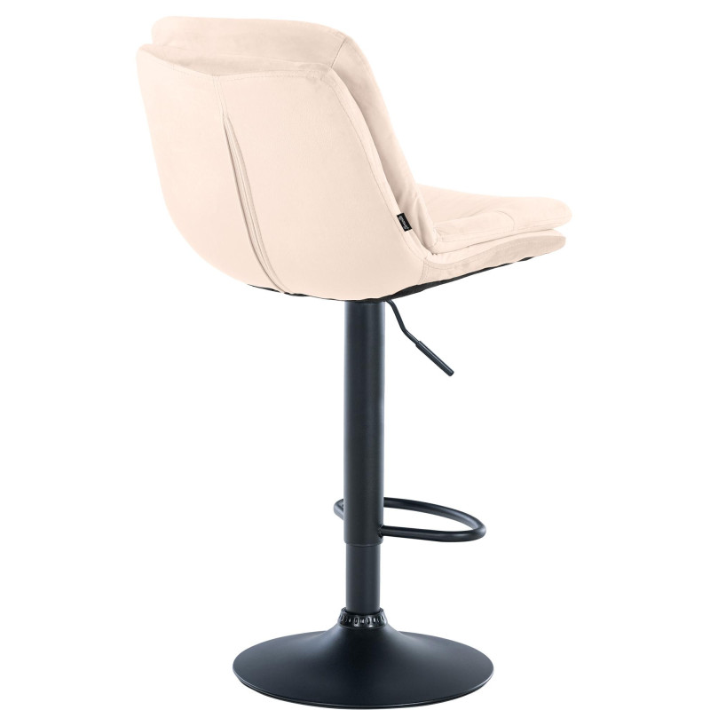 Tabouret de bar réglable moderne chic en Velours Blanc crème Métal Noir Banja - 4