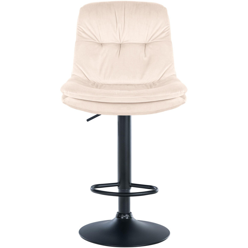 Tabouret de bar réglable moderne chic en Velours Blanc crème Métal Noir Banja - 2