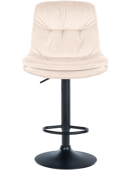 Tabouret de bar réglable moderne chic en Velours Blanc crème Métal Noir Banja - 2