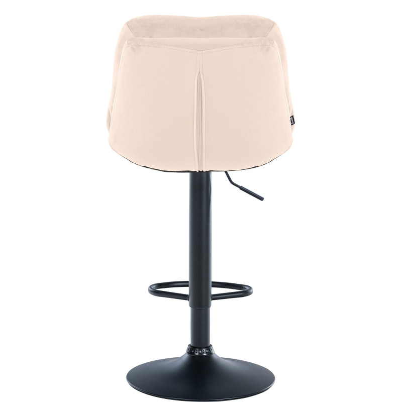 Tabouret de bar réglable moderne chic en Velours Blanc crème Métal Noir Banja - 5