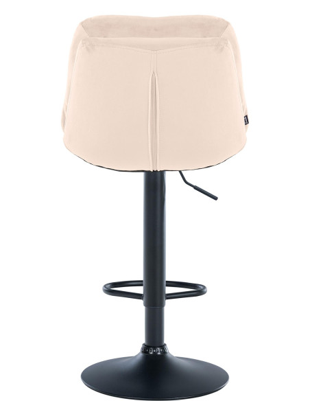 Tabouret de bar réglable moderne chic en Velours Blanc crème Métal Noir Banja - 5