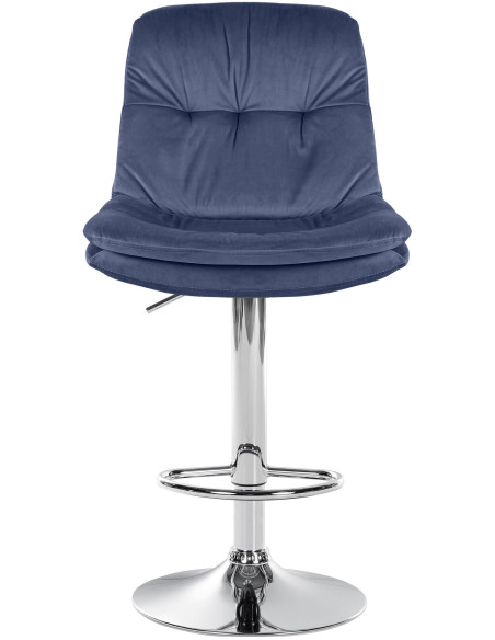 Tabouret de bar réglable moderne chic en Velours Bleu Métal Argenté Banja - 2